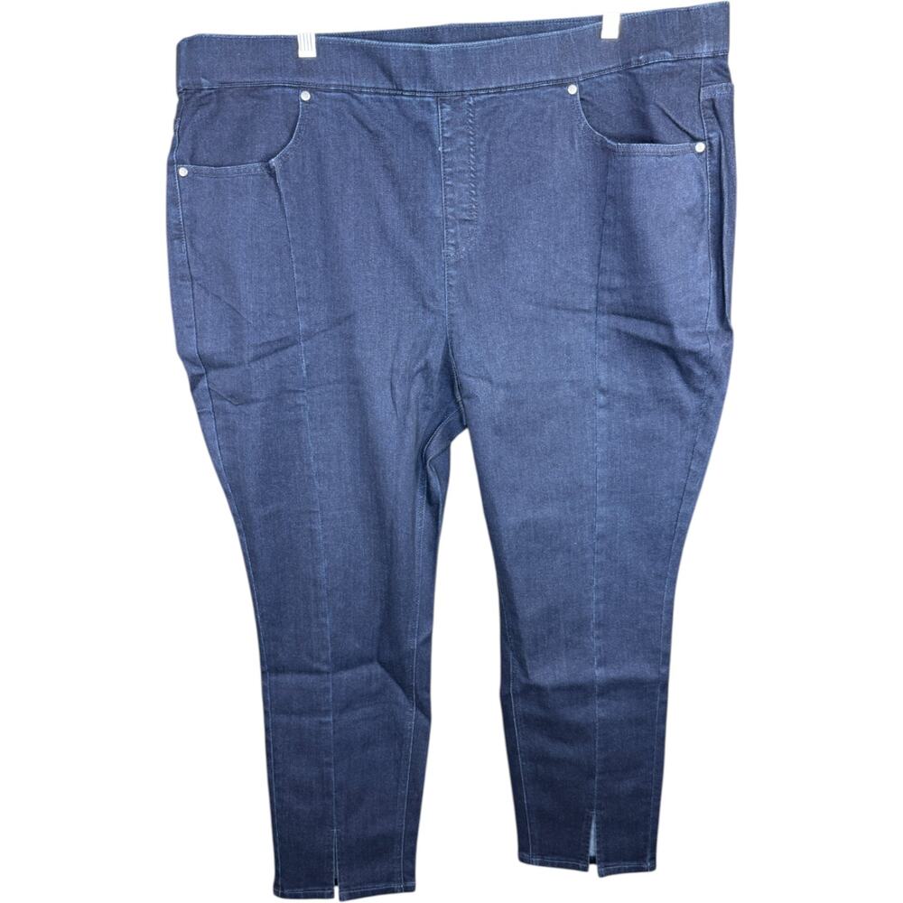 Isaac Mizrahi Live! Dark Indigo Pull-On Slim Leg‎ Ankle Jean 24W Plus NWT